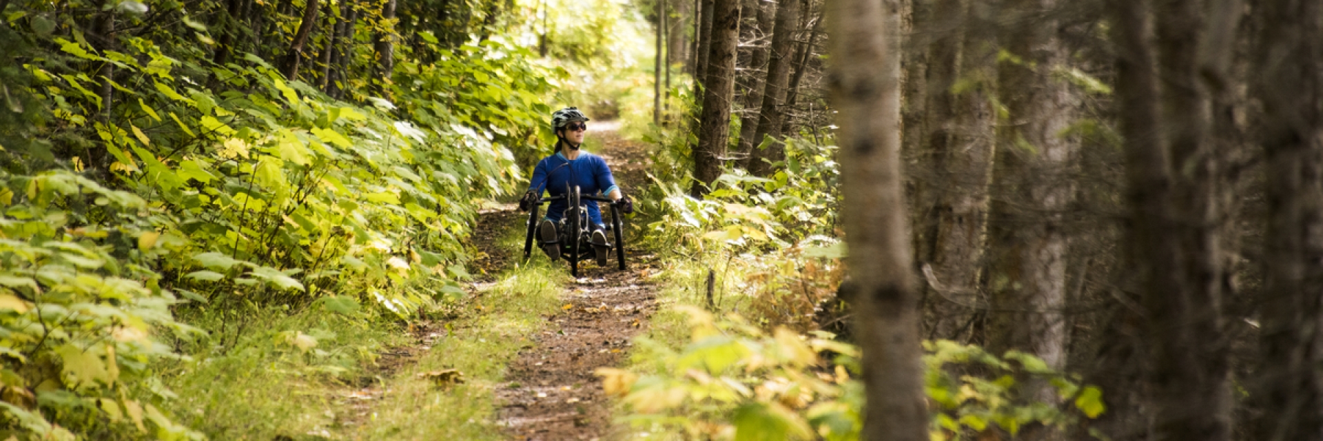 A woman in a reclining wheelchair in British Columbia